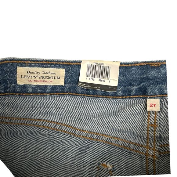 Levi’s A-line raw denim hem button denim skirt nwt 27 - Picture 4 of 5
